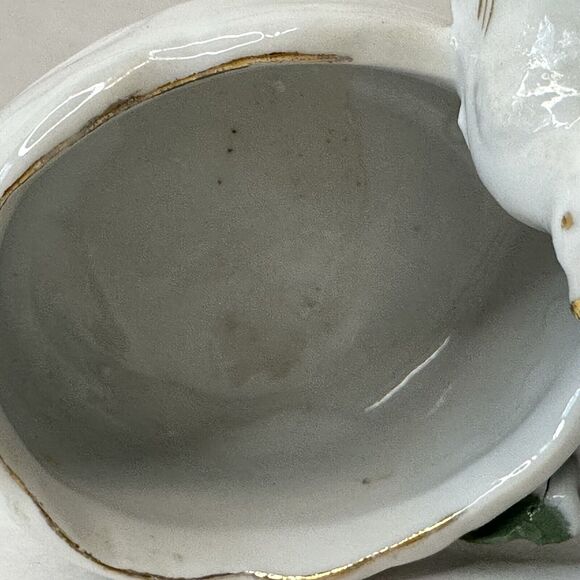 Vintage Doves Flower Planter Trinket Ring Box White w/Gold Trim Pink Floral RARE - Picture 7 of 13